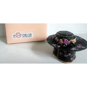 Miniature Fancy Floral Hat Box Nostalgia Decor Trinket Box See Pictures